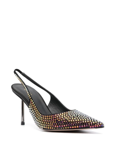 Le Silla Bella 70mm Crystal-embellished Pumps In Black/volcano