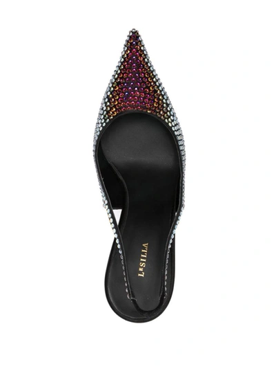 Le Silla Bella 70mm Crystal-embellished Pumps In Black/volcano
