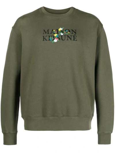 Maison Kitsuné Man Sweatshirt Military Green Size M Cotton In Military/green