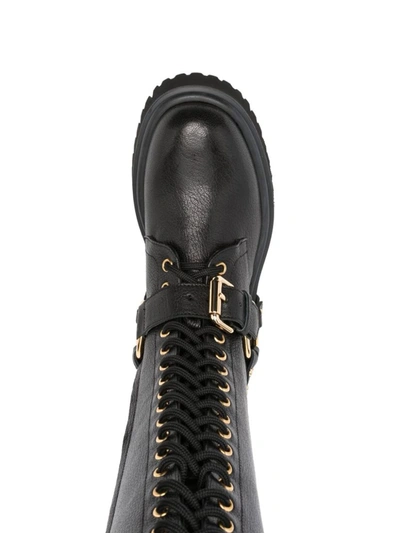 Moschino Textured Leather Knee-high Boots In Black
