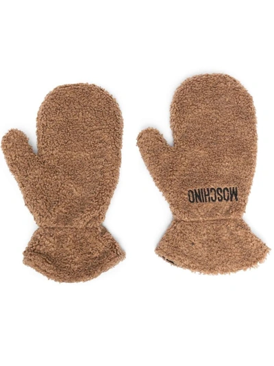 Shop Moschino Gloves In Brown