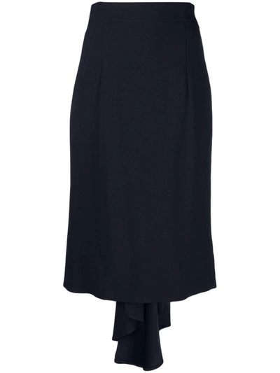 Moschino Pleated Asymmetric Midi Skirt In Blue