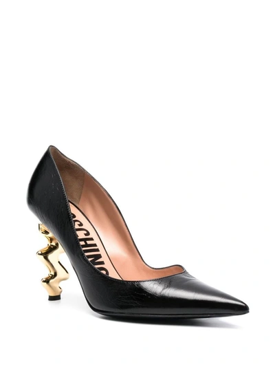 Moschino Sculpted Heel Pointed Toe Mules In Black