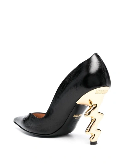 Moschino Sculpted Heel Pointed Toe Mules In Black