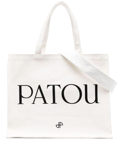 Patou Versatile Rectangular Tote Bag In White