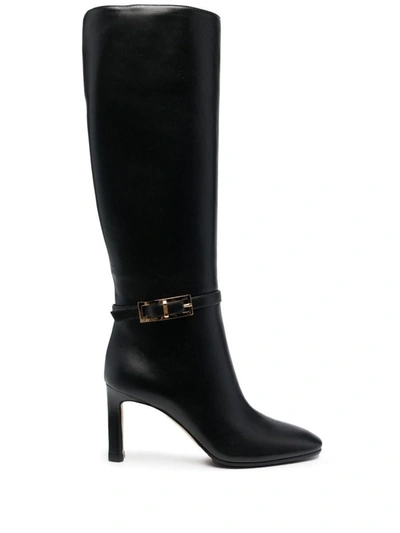 Sergio Rossi High Heel Buckled Boots In Black