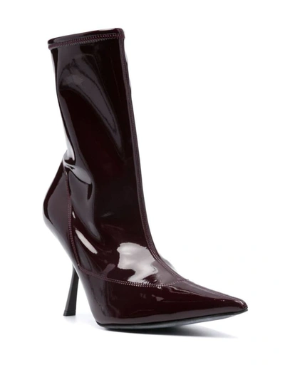 Sergio Rossi Woman Ankle Boots Burgundy Size 7 Textile Fibers In Mora