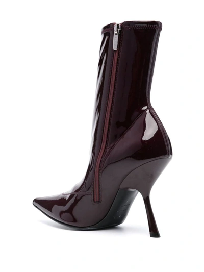 Sergio Rossi Woman Ankle Boots Burgundy Size 7 Textile Fibers In Mora