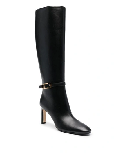 Sergio Rossi High Heel Buckled Boots In Black