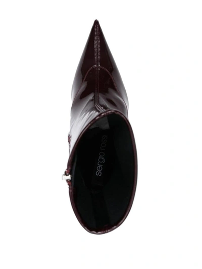 Sergio Rossi Woman Ankle Boots Burgundy Size 7 Textile Fibers In Mora