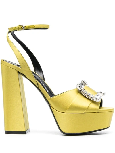 Shop Sergio Rossi Sandals In Chartreuse
