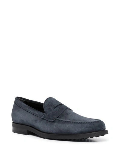 Shop Tod's Suede Moccasins In Blue