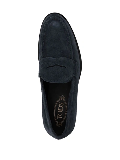 Shop Tod's Suede Moccasins In Blue