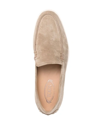 Shop Tod's Suede Moccasins In Brown