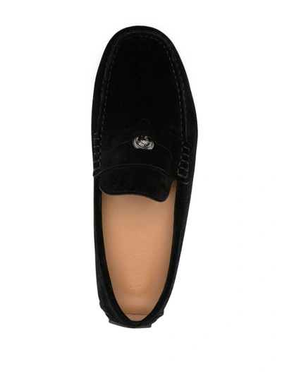 Shop Versace 'driver Biggie' Loafers In Black