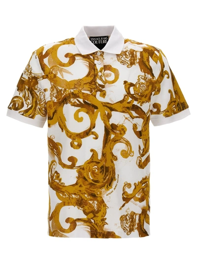 Shop Versace Jeans Couture All Over Print  Shirt Polo Multicolor