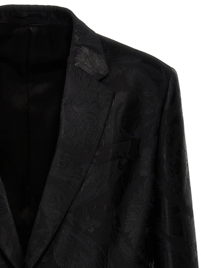 Shop Versace Barocco Jaquard Blazer Black