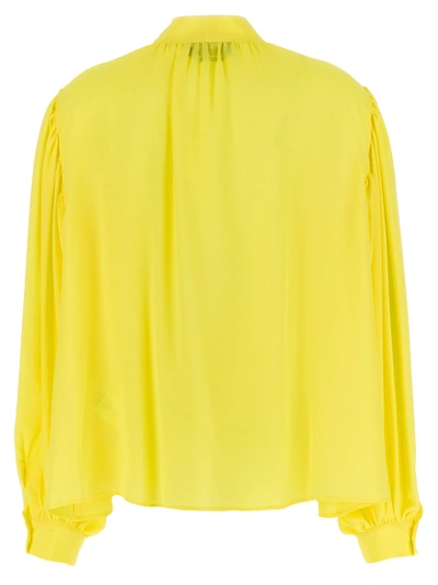 Shop Msgm Bow Shirt Shirt, Blouse Yellow