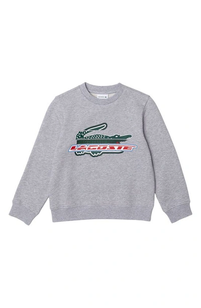 Shop Lacoste Kids' Croc Graphic Sweatshirt In Argent Chine