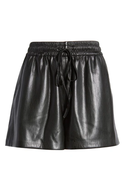 Shop Good American Better Than Faux Leather Drawstring Shorts In Black001