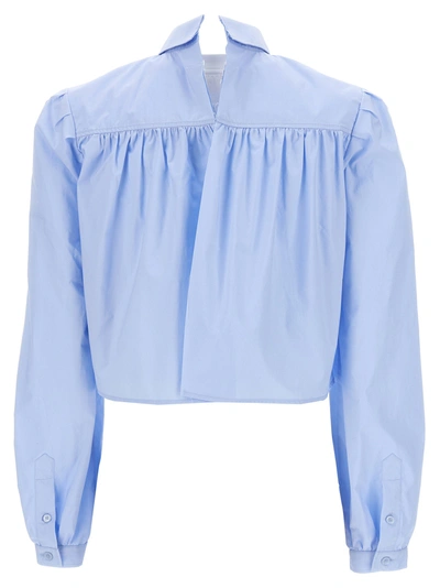 Shop Mm6 Maison Margiela Cropped Poplin Shirt Shirt, Blouse Light Blue