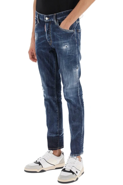 Shop Dsquared2 Dark Scar Wash Skater Jeans