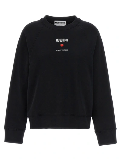 Shop Moschino In Love We Trust Sweatshirt Black