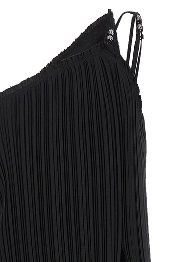 Shop Lanvin Long Pleated Dress Dresses Black