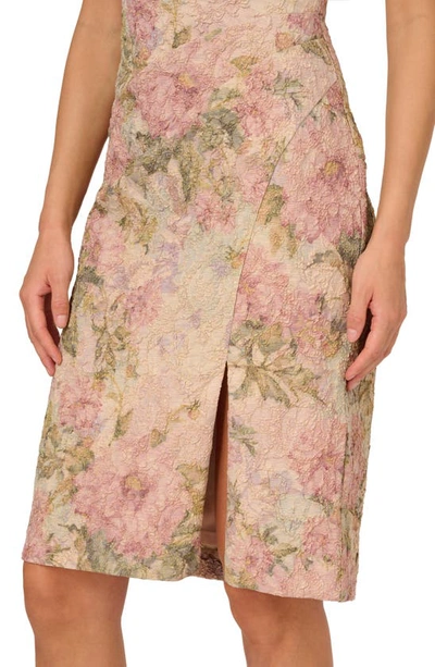 Shop Adrianna Papell Floral Matelasse Sleeveless Dress In Rose Multi