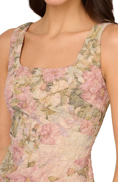 Shop Adrianna Papell Floral Matelasse Sleeveless Dress In Rose Multi