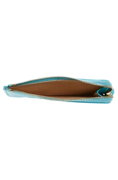 Shop Chloé Sense Leather Zip Card Case In Aqua Sea 46k
