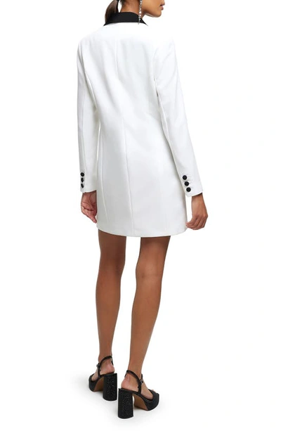 Shop River Island Double Breasted Long Sleeve Blazer Minidress In White