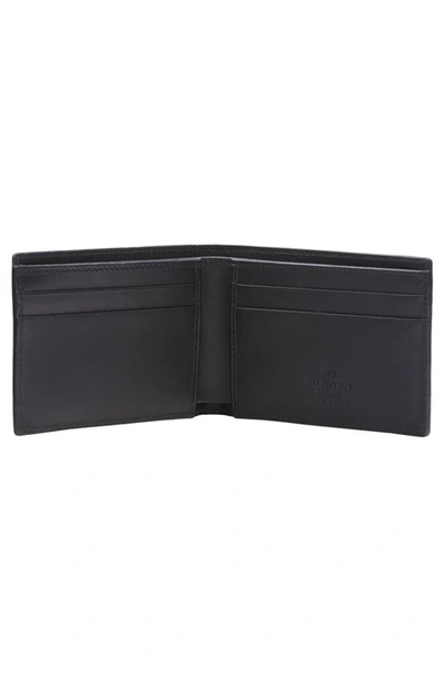 Shop Valentino Vlogo Signature Leather Bifold Wallet In 0no - Nero