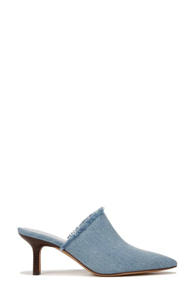 Vince Penelope Frayed Denim Mules In Jeansblue