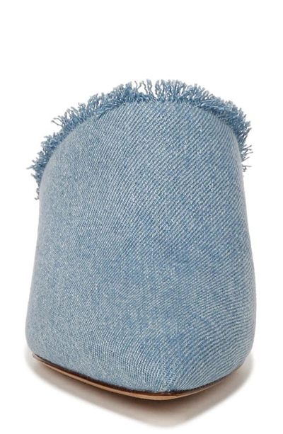 Vince Penelope Frayed Denim Mules In Jeansblue