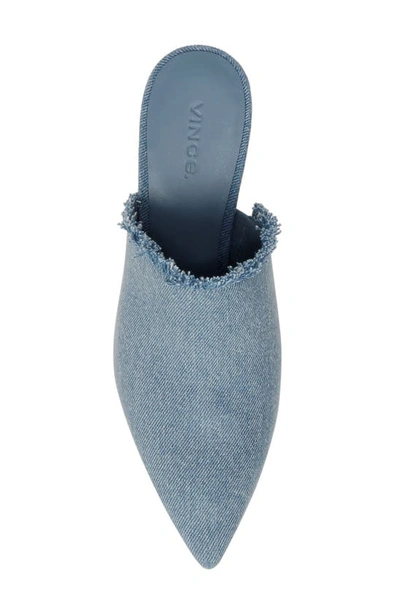 Vince Penelope Frayed Denim Mules In Jeansblue
