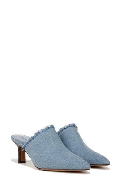 Vince Penelope Frayed Denim Mules In Jeansblue