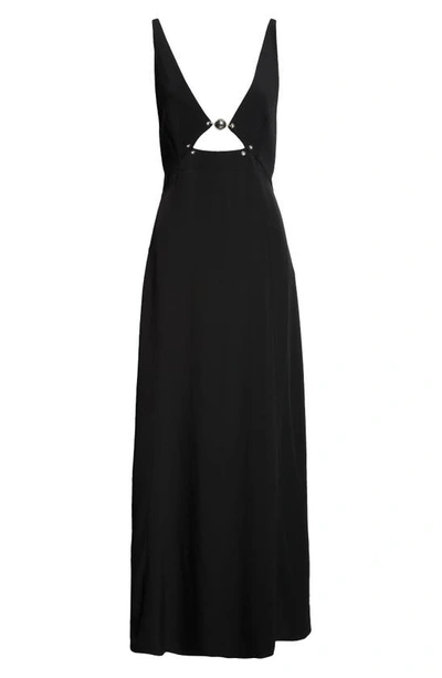 Shop Rabanne Deep V-neck Cutout Maxi Dress In Black