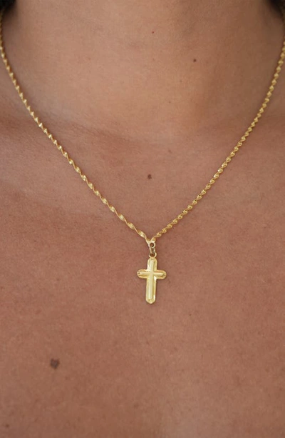Argento Vivo Diamond Cut Cross Pendant Necklace In Gold