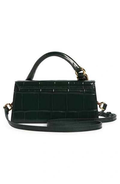 Shop Jacquemus Le Chiquito Long Croc Embossed Leather Convertible Bag In Dark Green 590
