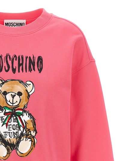 Shop Moschino Teddy Bear Sweatshirt Fuchsia