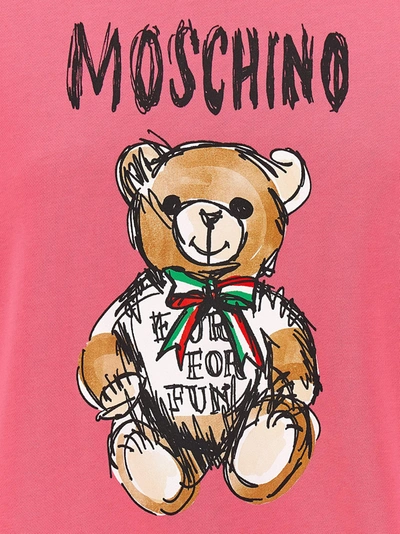 Shop Moschino Teddy Bear Sweatshirt Fuchsia