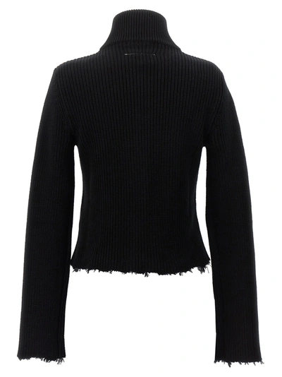 Shop Mm6 Maison Margiela Zip Cardigan Sweater, Cardigans Black