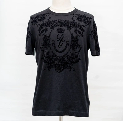 Pre-owned Dolce & Gabbana Flocked Print Cotton T-shirt