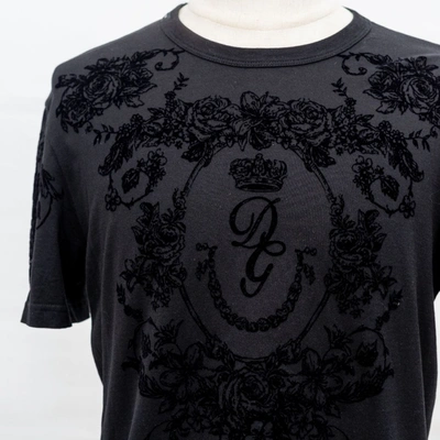 Pre-owned Dolce & Gabbana Flocked Print Cotton T-shirt