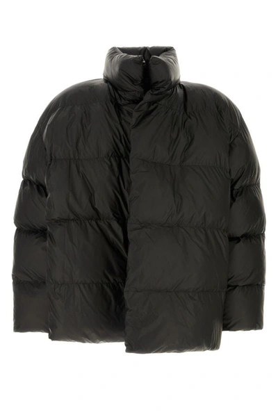Shop Balenciaga Man Black Nylon Padded Jacket