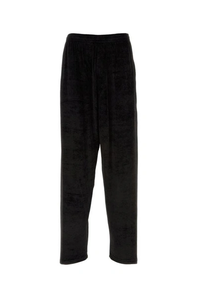 Shop Balenciaga Man Black Stretch Velvet Baggy Pant