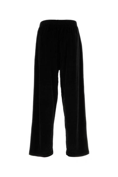 Shop Balenciaga Man Black Velvet Wide-leg Pant