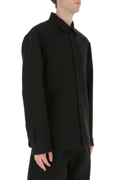 Shop Balenciaga Man Black Wool Blend Shirt