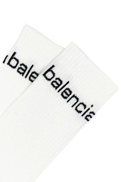 Shop Balenciaga Man White Stretch Cotton Blend Socks